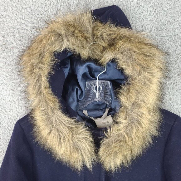 J Crew Jacket Womens 6 Blue Parka Full Zip 50% Wool Winter Heavy Hooded - Picture 5 of 14